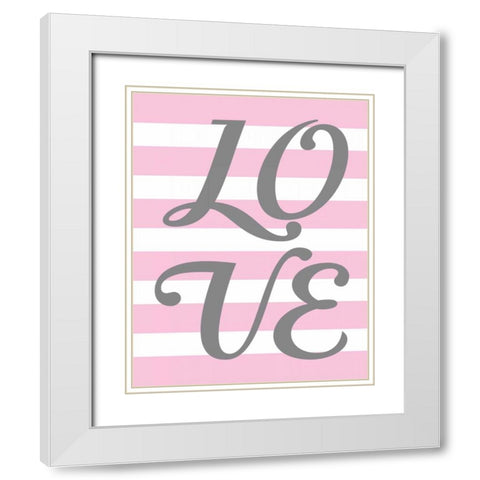 Love Stripe White Modern Wood Framed Art Print with Double Matting by Robinson, Tamara