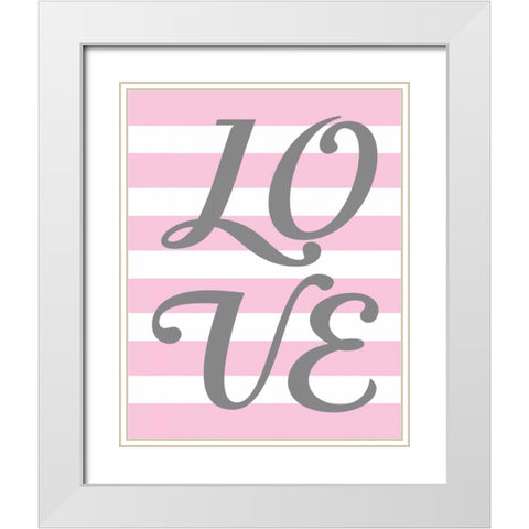Love Stripe White Modern Wood Framed Art Print with Double Matting by Robinson, Tamara