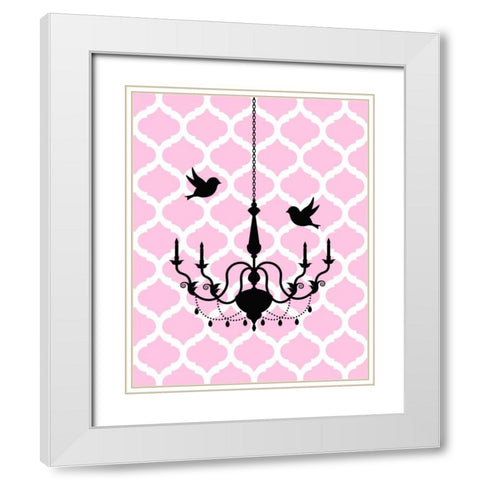 Chandelier Birds White Modern Wood Framed Art Print with Double Matting by Robinson, Tamara