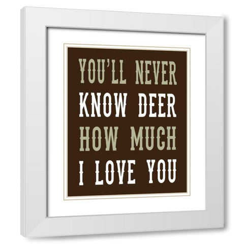 Deer Love Woods White Modern Wood Framed Art Print with Double Matting by Robinson, Tamara