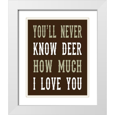 Deer Love Woods White Modern Wood Framed Art Print with Double Matting by Robinson, Tamara