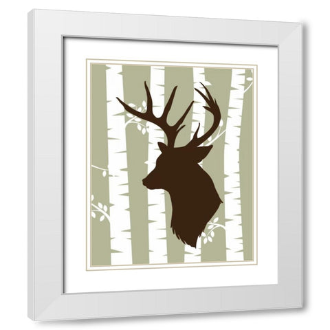 Deer 2 Woods White Modern Wood Framed Art Print with Double Matting by Robinson, Tamara