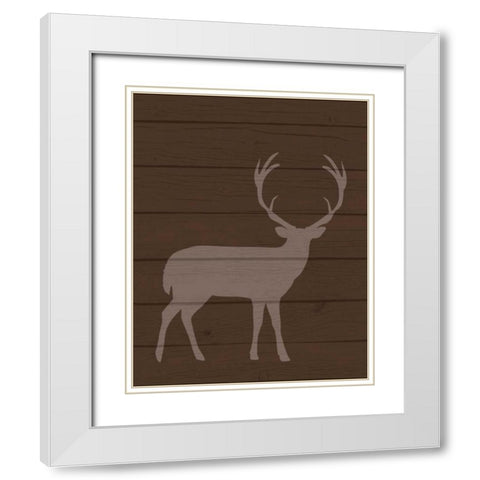 Deer I White Modern Wood Framed Art Print with Double Matting by Robinson, Tamara