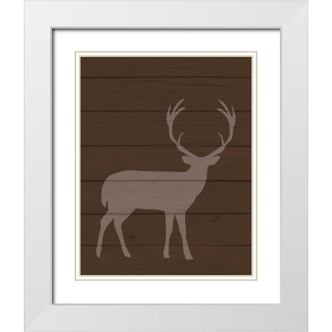 Deer I White Modern Wood Framed Art Print with Double Matting by Robinson, Tamara