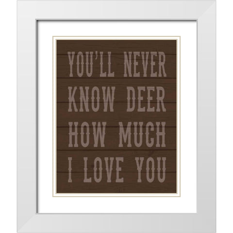 Deer Love White Modern Wood Framed Art Print with Double Matting by Robinson, Tamara