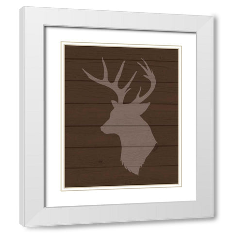 Deer II White Modern Wood Framed Art Print with Double Matting by Robinson, Tamara