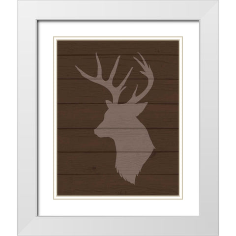 Deer II White Modern Wood Framed Art Print with Double Matting by Robinson, Tamara