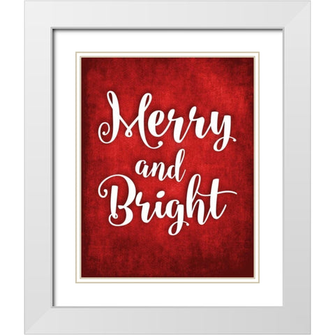 Merry and Bright White Modern Wood Framed Art Print with Double Matting by Robinson, Tamara