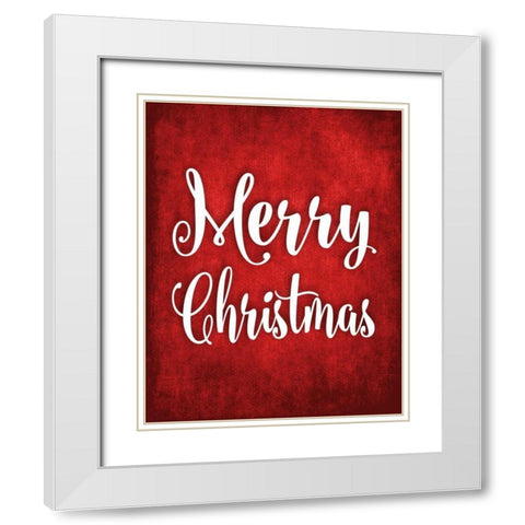 Merry Christmas White Modern Wood Framed Art Print with Double Matting by Robinson, Tamara