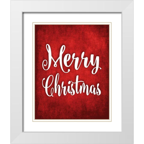 Merry Christmas White Modern Wood Framed Art Print with Double Matting by Robinson, Tamara