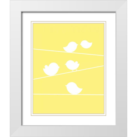 Bird on a Wire I White Modern Wood Framed Art Print with Double Matting by Robinson, Tamara