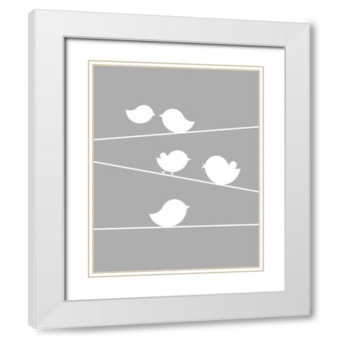 Bird on a Wife II White Modern Wood Framed Art Print with Double Matting by Robinson, Tamara