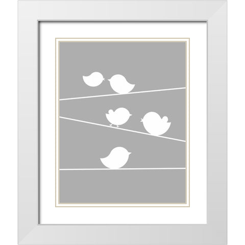 Bird on a Wife II White Modern Wood Framed Art Print with Double Matting by Robinson, Tamara