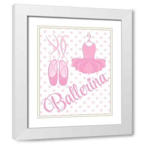 Sparkle Ballerina I White Modern Wood Framed Art Print with Double Matting by Robinson, Tamara
