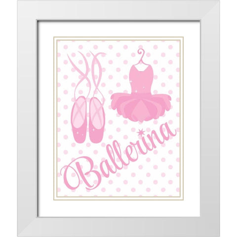 Sparkle Ballerina I White Modern Wood Framed Art Print with Double Matting by Robinson, Tamara