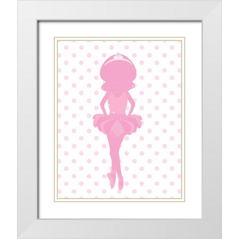 Sparkle Ballerina II White Modern Wood Framed Art Print with Double Matting by Robinson, Tamara