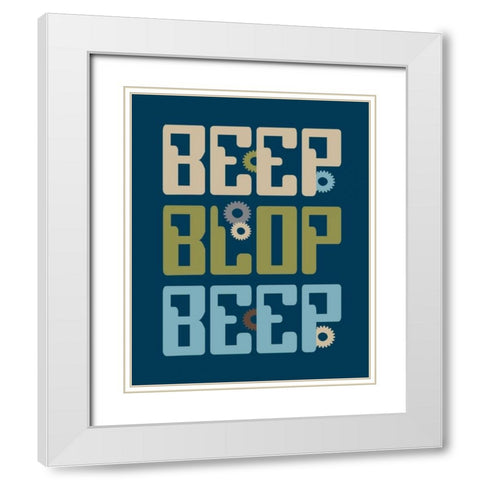 Robot Quote White Modern Wood Framed Art Print with Double Matting by Robinson, Tamara