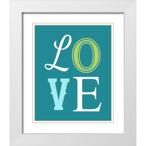 Love White Modern Wood Framed Art Print with Double Matting by Robinson, Tamara