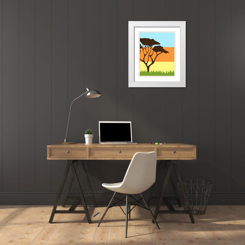 Safari I White Modern Wood Framed Art Print with Double Matting by Robinson, Tamara