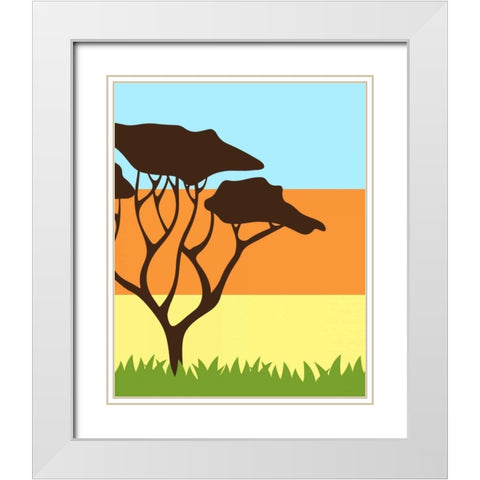 Safari I White Modern Wood Framed Art Print with Double Matting by Robinson, Tamara