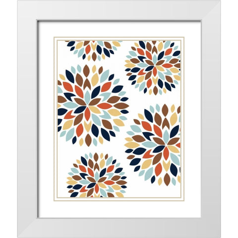 Flower Petal Burst White Modern Wood Framed Art Print with Double Matting by Robinson, Tamara