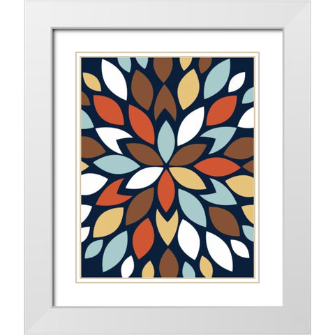 Flower Petal Burst II White Modern Wood Framed Art Print with Double Matting by Robinson, Tamara