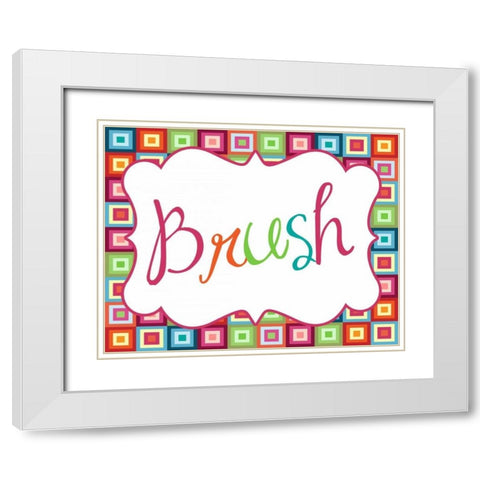 Colorful Brush White Modern Wood Framed Art Print with Double Matting by Robinson, Tamara