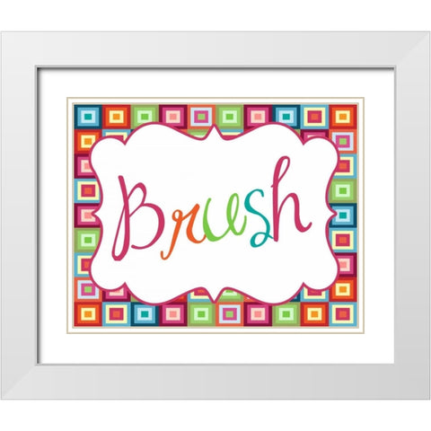 Colorful Brush White Modern Wood Framed Art Print with Double Matting by Robinson, Tamara