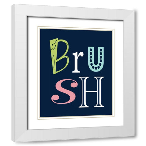 Brush on Navy White Modern Wood Framed Art Print with Double Matting by Robinson, Tamara