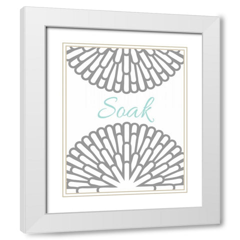Soak Aqua Grey Burst White Modern Wood Framed Art Print with Double Matting by Robinson, Tamara