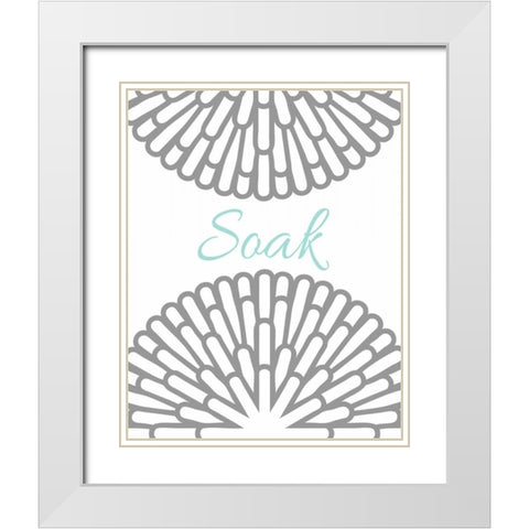 Soak Aqua Grey Burst White Modern Wood Framed Art Print with Double Matting by Robinson, Tamara
