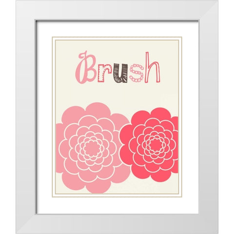 Flower Brush White Modern Wood Framed Art Print with Double Matting by Robinson, Tamara
