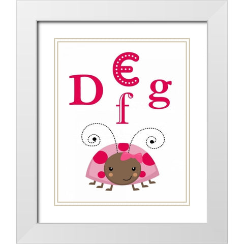 Ladybug DEFG White Modern Wood Framed Art Print with Double Matting by Robinson, Tamara