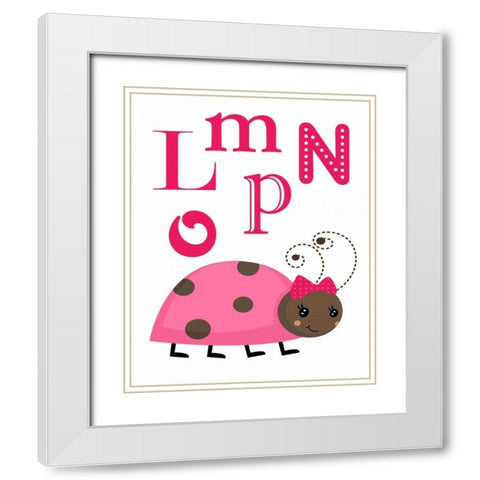 Ladybug LMNOP White Modern Wood Framed Art Print with Double Matting by Robinson, Tamara