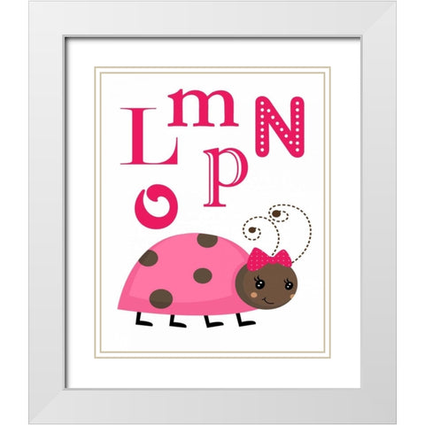 Ladybug LMNOP White Modern Wood Framed Art Print with Double Matting by Robinson, Tamara
