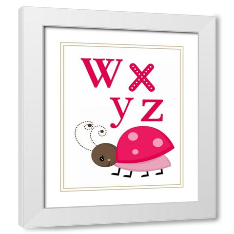 Ladybug WXYZ White Modern Wood Framed Art Print with Double Matting by Robinson, Tamara