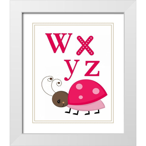 Ladybug WXYZ White Modern Wood Framed Art Print with Double Matting by Robinson, Tamara