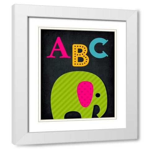 ABC Animal White Modern Wood Framed Art Print with Double Matting by Robinson, Tamara