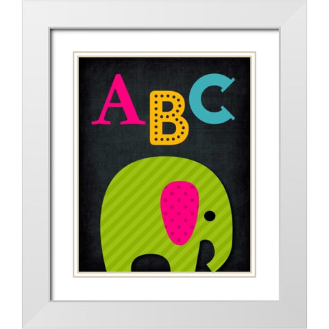 ABC Animal White Modern Wood Framed Art Print with Double Matting by Robinson, Tamara