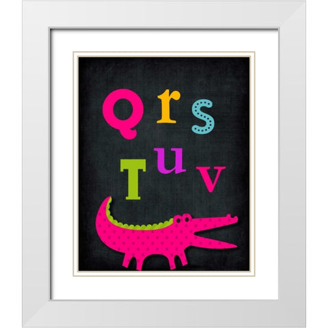 QRSTUV Animal White Modern Wood Framed Art Print with Double Matting by Robinson, Tamara