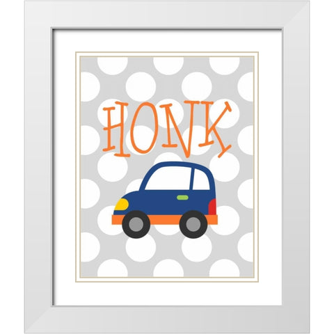 Car Honk White Modern Wood Framed Art Print with Double Matting by Robinson, Tamara