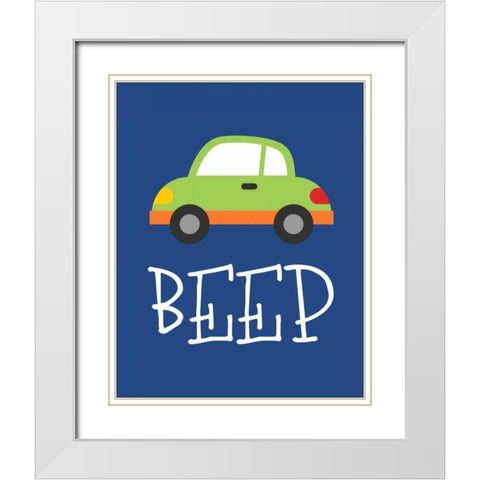Car Beep White Modern Wood Framed Art Print with Double Matting by Robinson, Tamara
