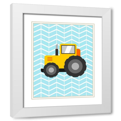 Construction Truck I White Modern Wood Framed Art Print with Double Matting by Robinson, Tamara