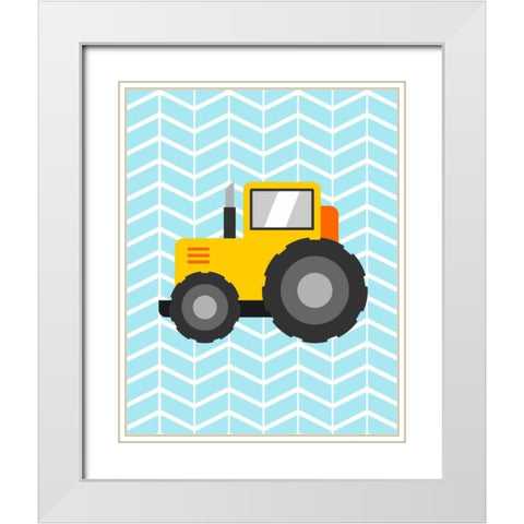 Construction Truck I White Modern Wood Framed Art Print with Double Matting by Robinson, Tamara