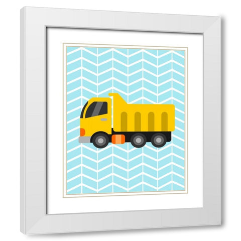 Construction Truck II White Modern Wood Framed Art Print with Double Matting by Robinson, Tamara