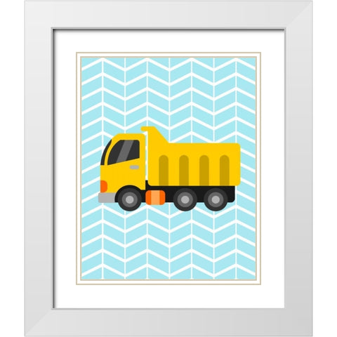 Construction Truck II White Modern Wood Framed Art Print with Double Matting by Robinson, Tamara