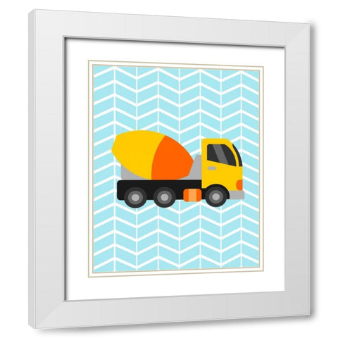 Construction Truck III White Modern Wood Framed Art Print with Double Matting by Robinson, Tamara