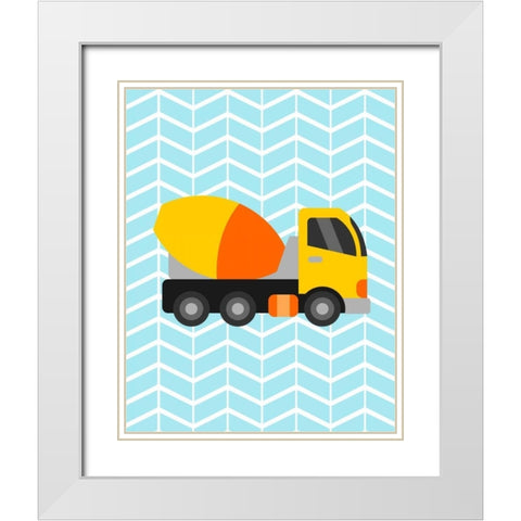Construction Truck III White Modern Wood Framed Art Print with Double Matting by Robinson, Tamara