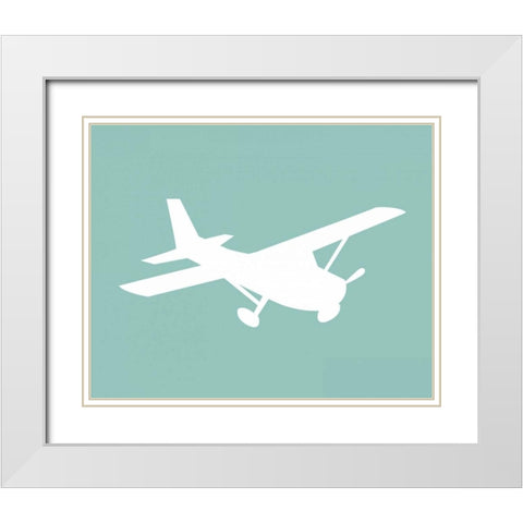 Airplane IV White Modern Wood Framed Art Print with Double Matting by Robinson, Tamara