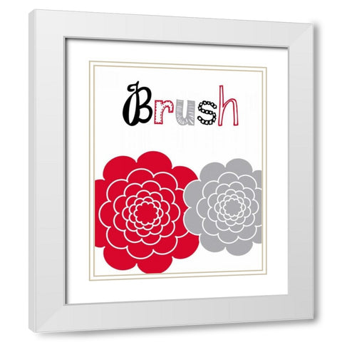 Flower Brush Rose White Modern Wood Framed Art Print with Double Matting by Robinson, Tamara